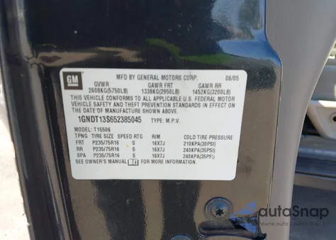 2005 Chevrolet Trailblazer Ls z USA, uszkodzony, nr VIN 1GNDT13S652385045